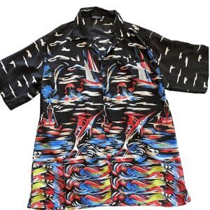 Pacific & Co Hawaiian Shirt Mens XXL Flamingo Swordfish beach button-front Cuban